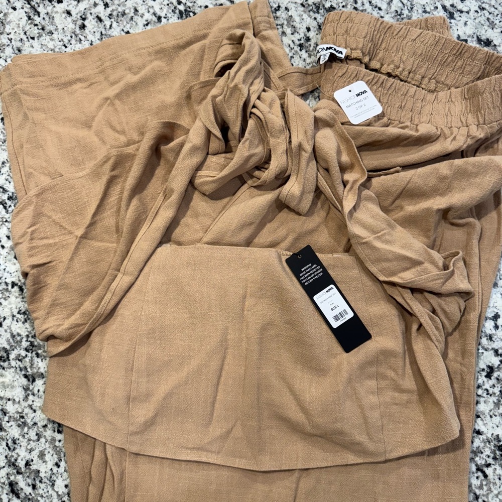 Fashion Nova Tan Palazzo Pantsuit - Picture 5 of 5